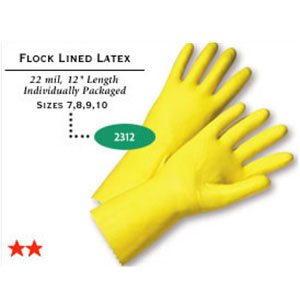 West Chester Yellow Latex Rubber Glove 2312 - Size 10 - Click Image to Close